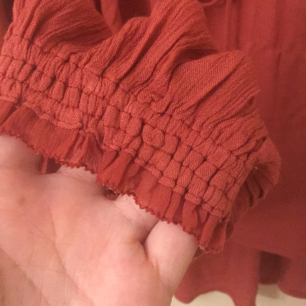 Free People Rust Orange Blouse Banda Crinkle - Picture 9 of 16